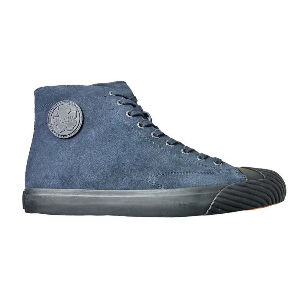 Ted Baker London Mens Navy Blue Suede High Top Lace Up Sneakers Sz 10 New